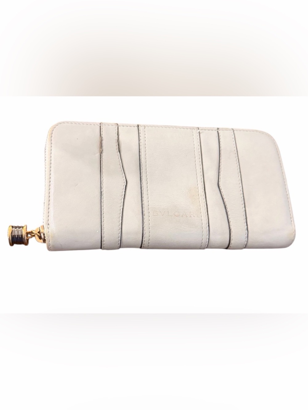 Bulgari Leather Wallet  with Panel Stitching-Fair As Is